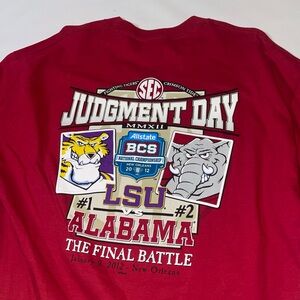 Alstyle Crimson Long Sleeve Tee with 2012 Alabama vs LSU Championship Graphic
